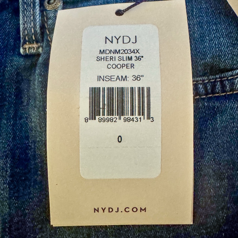 BNWT NYDJ Women's Sheri Slim Tall Jeans in Cooper with 36” inseam, size 0 (25) - Picture 11 of 11
